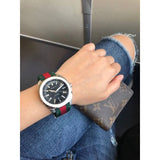 Gucci GG2570 Quartz Black Dial Green & Red Nylon Strap Watch For Men - YA142305 Buy Now By Gucci