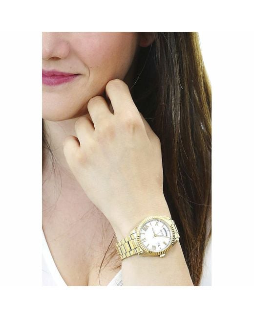 Guess Luna White Dial Gold Steel Strap Watch for Women - GW0308L2 Buy Now By Guess