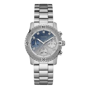 Guess Confetti Diamonds Blue Dial Silver Steel Strap Watch for Women - W0774L6 Buy Now By Guess