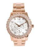 Guess Dazzler Diamonds Silver Dial Rose Gold Steel Strap Watch for Women - W0335L3 Buy Now By Guess