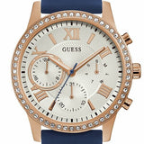 Guess Solar White Rose Gold Dial Blue Rubber Strap Watch For Women - W1135L3 Buy Now By Guess