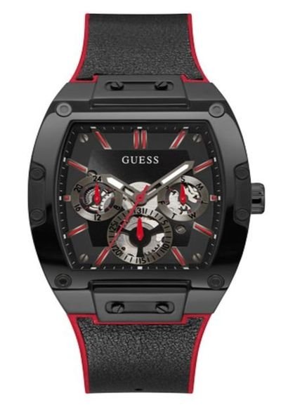 Guess Phoenix Multifunction Black Dial Black & Red Rubber Strap Watch for Men - GW0202G7 Buy Now By Guess