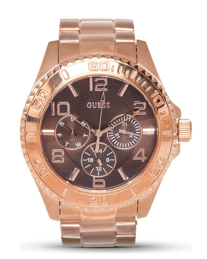 Guess BFF Multifunction Brown Dial Rose Gold Steel Strap Watch for Women - W0231L8 Buy Now By Guess