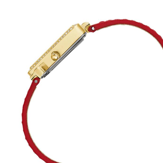 Guess Fame Quartz Gold Dial Red Leather Strap Watch For Women - GW0504L2 Buy Now By Guess