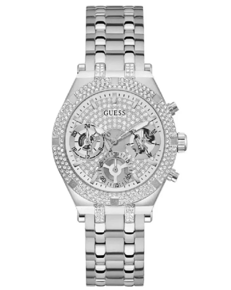Guess Heiress Multifunction Diamonds Silver Dial Silver Steel Strap Watch for Women - GW0440L1 Buy Now By Guess