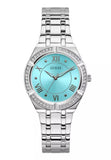 Guess Cosmo Diamonds Turquoise Dial Silver Steel Strap Watch for Women - GW0033L7 Buy Now By Guess