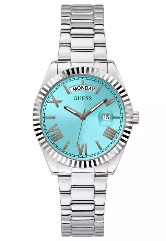 Guess Connoisseur Turquoise Dial Silver Steel Strap Watch for Men - GW0265G11 Buy Now By Guess