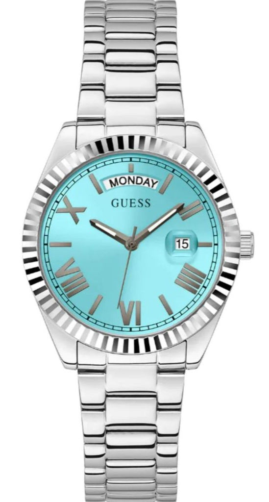 Guess Luna Quartz Blue Dial Silver Steel Strap Watch For Women - GW0308L4 Buy Now By Guess