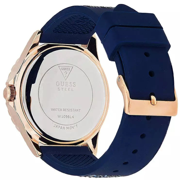 Guess Swirl Analog Quartz White Dial Blue Rubber Strap Watch for Women - W1096L4 Buy Now By Guess