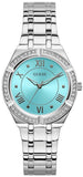 Guess Cosmo Diamonds Turquoise Dial Silver Steel Strap Watch for Women - GW0033L7 Buy Now By Guess