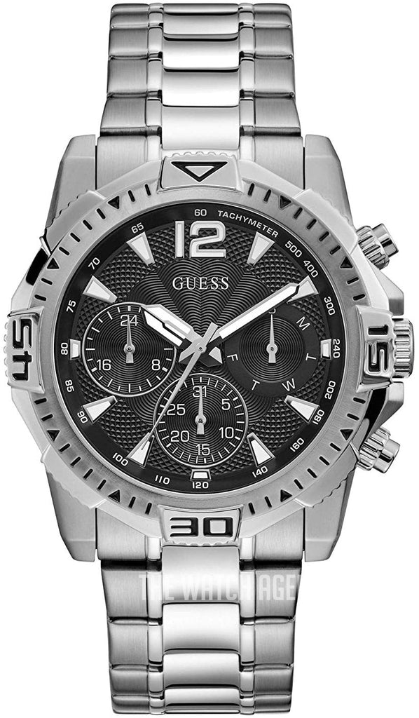 Guess Commander Chronograph Black Dial Silver Steel Strap Watch for Men - GW0056G1 Buy Now By Guess
