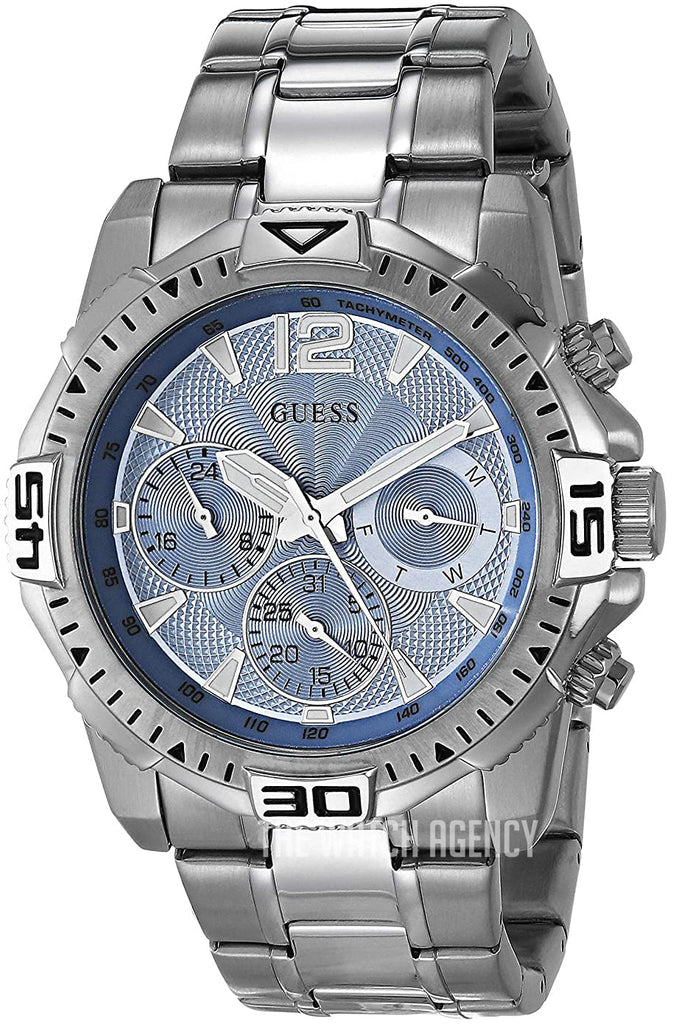 Guess Commander Chronograph Blue Dial Silver Steel Strap Watch for Men - GW0056G2 Buy Now By Guess