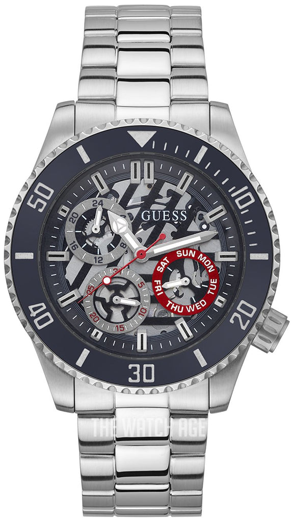 Guess Axle Multifunction Black Dial Silver Steel Strap Watch For Men - GW0488G1 Buy Now By Guess