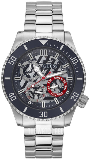 Guess Axle Multifunction Black Dial Silver Steel Strap Watch For Men - GW0488G1 Buy Now By Guess