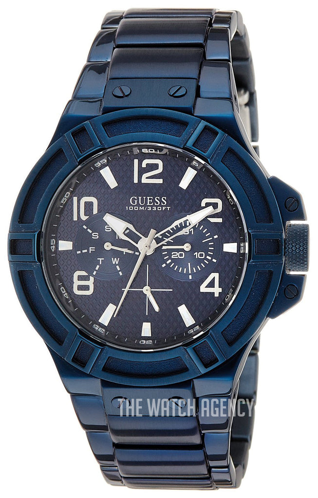 Guess Rigor Multifunction Black Dial Blue Steel Strap Watch for Men - W0218G4 Buy Now By Guess