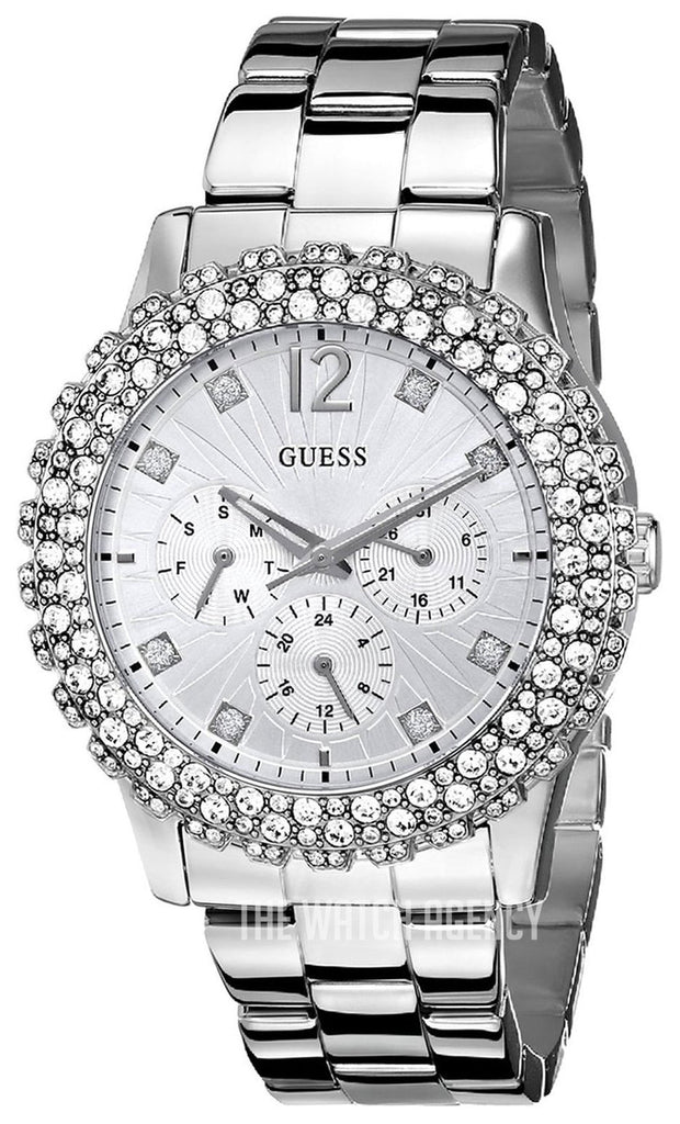 Guess Dazzler Diamonds Silver Dial Silver Steel Strap Watch for Women - W0335L1 Buy Now By Guess