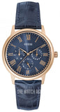 Guess Analog Blue Dial Blue Leather Strap Watch For Men - W0496G4 Buy Now By Guess
