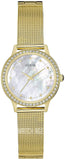 Guess Chelsea Mother of Pearl White Dial Gold Mesh Strap Watch For Women - W0647L3 Buy Now By Guess