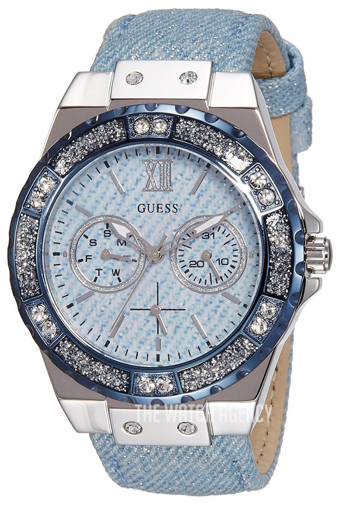 Guess Limelight Quartz Blue Dial Blue Leather Strap Watch For Men - W0775l1 Buy Now By Guess