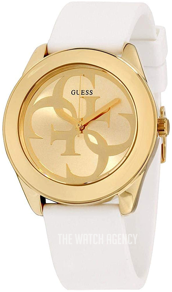 Guess G-Twist Gold Dial White Rubber Strap Watch for Women - W0911L7 Buy Now By Guess