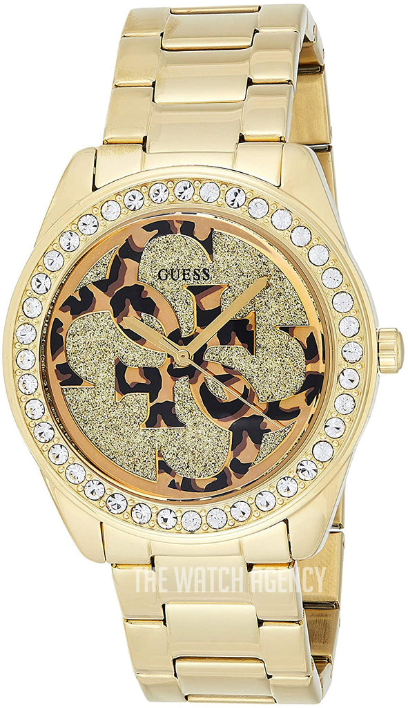 Guess G Twist Diamonds Gold Dial Gold Steel Strap Watch For Women - W1201L2 Buy Now By Guess