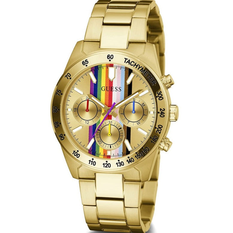 Guess Altitude Multifunction Gold Dial Gold Steel Strap Watch for Men - GW0434G1 Buy Now By Guess