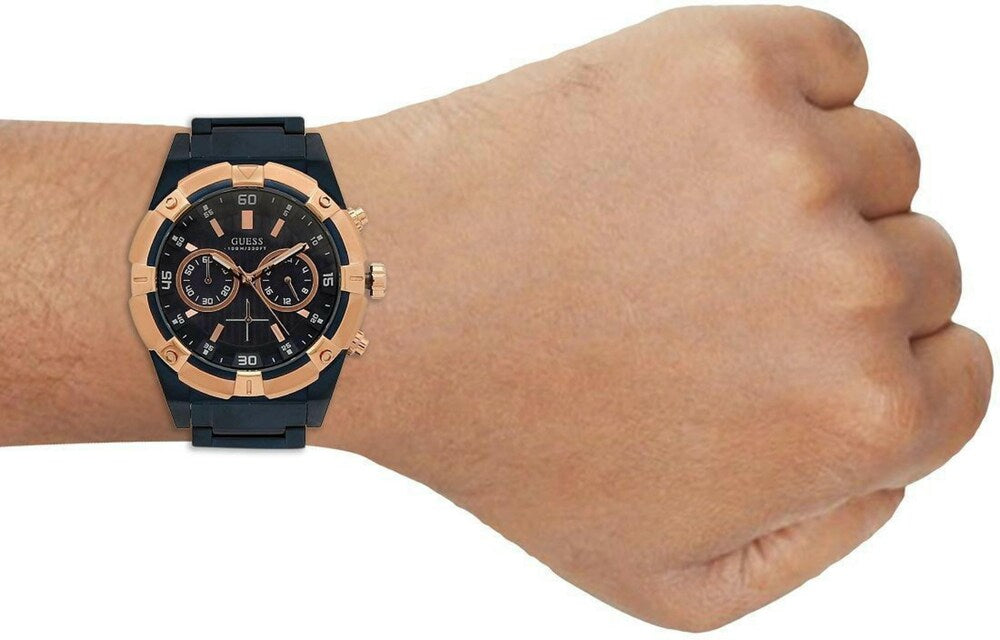 Guess Jolt Analog Blue Dial Blue Steel Strap Watch for Men - W0377G4 Buy Now By Guess