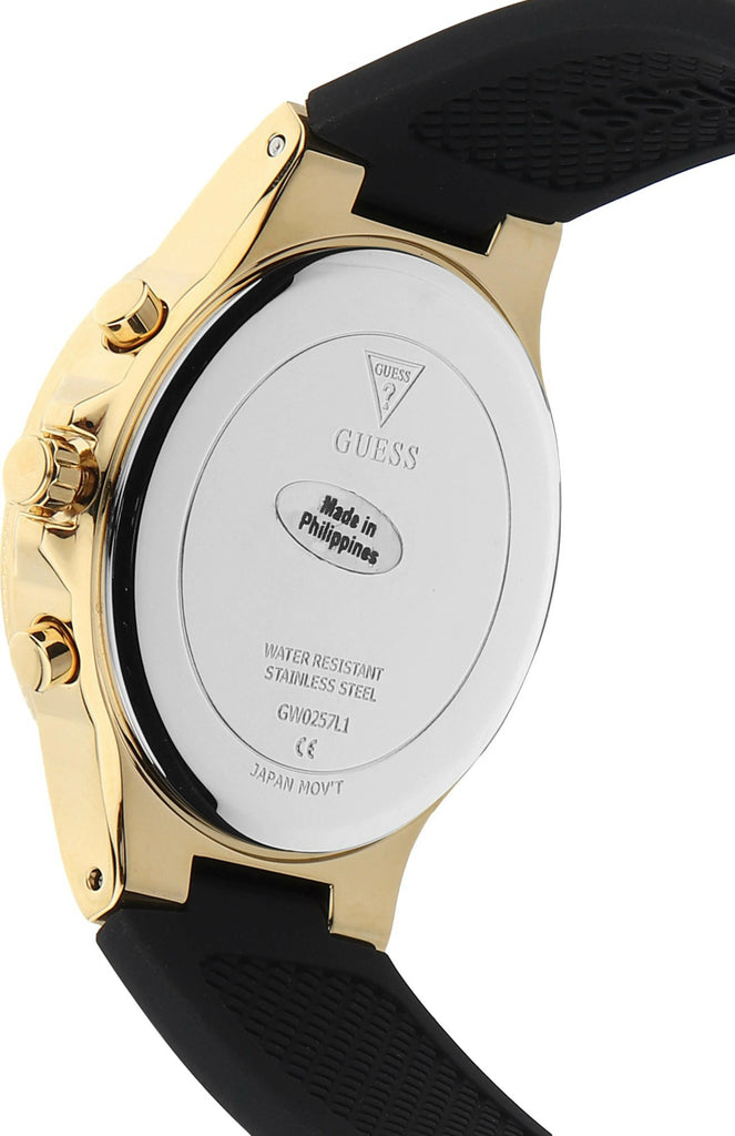 Guess Moonlight Crystals Silver Dial Black Silicone Strap Watch For Women - GW0257L1 Buy Now By Guess
