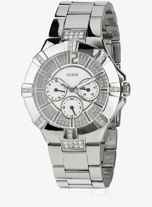 Guess Vista Diamonds Silver Dial Silver Steel Strap Watch for Women - W12080L1 Buy Now By Guess