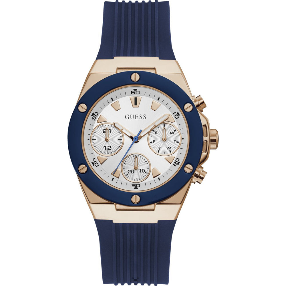 Guess Athena White Dial White Dial Blue Rubber Strap Watch For Women - GW0030L5 Buy Now By Guess
