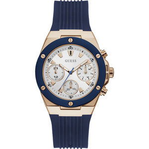 Guess Athena White Dial White Dial Blue Rubber Strap Watch For Women - GW0030L5 Buy Now By Guess