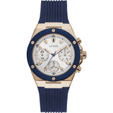 Guess Athena White Dial White Dial Blue Rubber Strap Watch For Women - GW0030L5 Buy Now By Guess