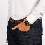 Guess Atlas Chronograph Black Dial Gold Steel Strap Watch for Men - W0668G8 Buy Now By Guess