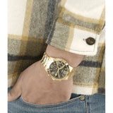 Guess Atlas Chronograph Black Dial Gold Steel Strap Watch for Men - W0668G8 Buy Now By Guess