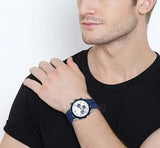 Guess Caliber Chronograph White Dial Blue Rubber Strap Watch for Men - W0864G6 Buy Now By Guess