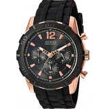 Guess Caliber Chronograph Black Dial Black Rubber Strap Watch for Men - W0864G2 Buy Now By Guess