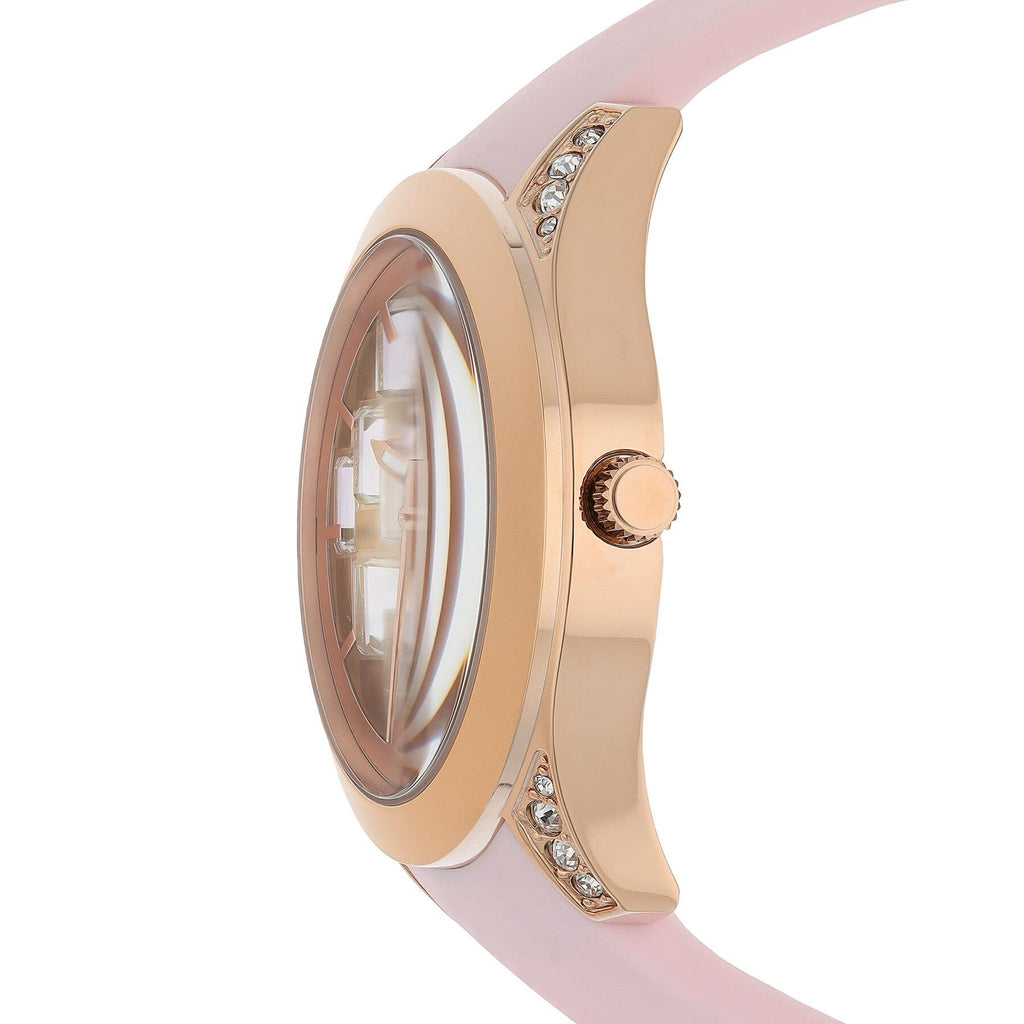 Guess Clarity Gold Dial Pink Silicone Strap Watch for Women - GW0109L2 Buy Now By Guess