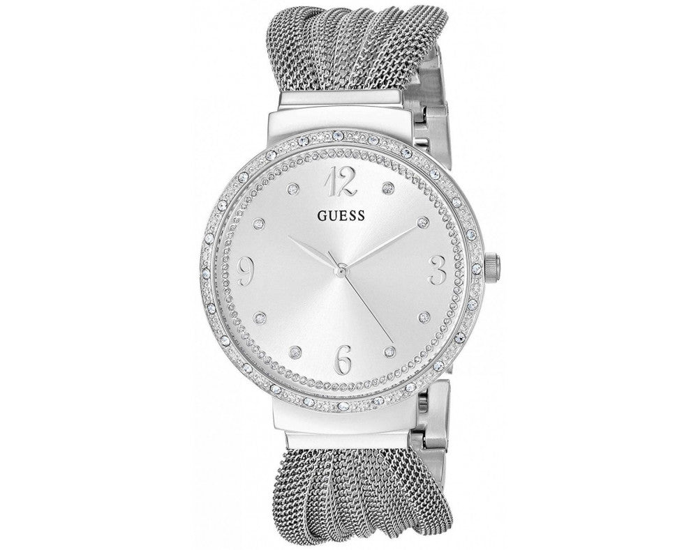 Guess Chiffon Silver Dial Silver Mesh Bracelet Watch For Women - W1083L1 Buy Now By Guess