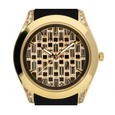 Guess Clarity Gold Dial Black Silicone Strap Watch for Women - GW0109L1 Buy Now By Guess