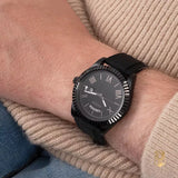 Guess Connoisseur Black Dial Black Leather Strap Watch For Men - GW0353G1 Buy Now By Guess