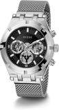 Guess Continental Quartz Black Dial Silver Mesh Strap Watch For Men - GW0582G1 Buy Now By Guess