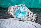 Guess Cosmo Diamonds Turquoise Dial Silver Steel Strap Watch for Women - GW0033L7 Buy Now By Guess