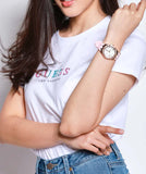 Guess Cosmo Diamonds Silver Dial Pink Silicone Strap Watch for Women - GW0034L3 Buy Now By Guess