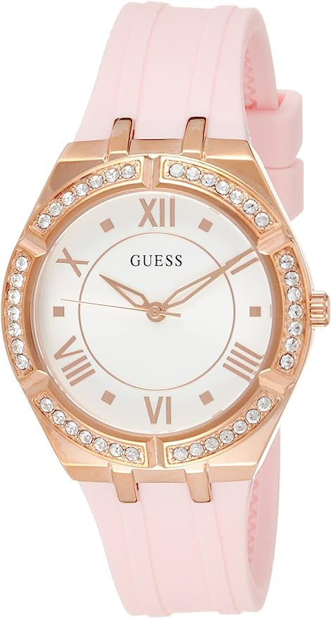 Guess Cosmo Diamonds Silver Dial Pink Silicone Strap Watch for Women - GW0034L3 Buy Now By Guess
