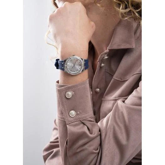 Guess Cosmo Diamonds Silver Dial Blue Rubber Strap Watch for Women - GW0034L5 Buy Now By Guess