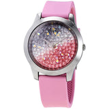 Guess Crush Crystals Silver Dial Pink Rubber Strap Watch for Women - W1223L1 Buy Now By Guess