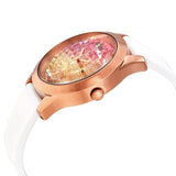 Guess Crush Crystals Gold Dial White Rubber Strap Watch for Women - W1223L3 Buy Now By Guess