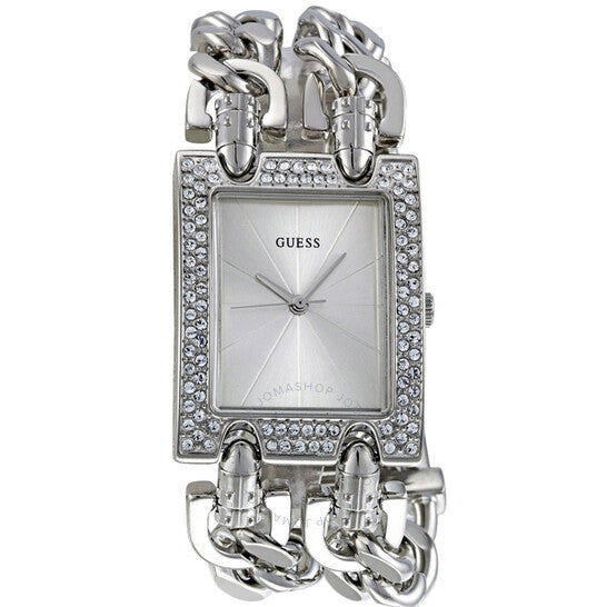 Guess Mod Heavy Metal Diamonds Silver Dial Silver Steel Strap Watch for Women - W95088L1 Buy Now By Guess