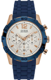 Guess Caliber Chronograph White Dial Blue Silicone Strap Watch for Men - W0864G5 Buy Now By Guess