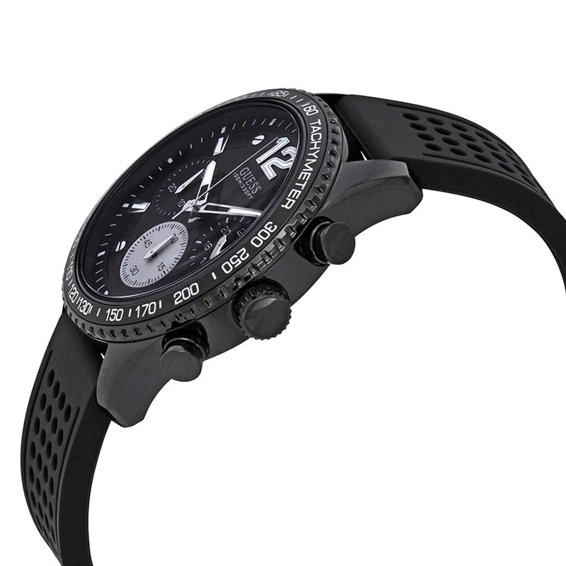 Guess Fleet Chronograph Black Dial Black Rubber Strap Watch for Men - W0971G1 Buy Now By Guess